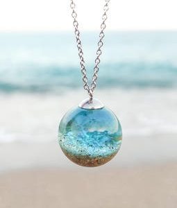 Beach Sand Necklace with Ocean Water, Coastal Jewelry, Gift for the beach lover
