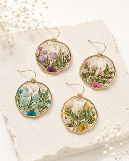Real Dried Flower Resin Earrings | Forget Me Not, Baby's Breath Botanical Jewelry