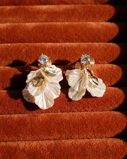 Iridescent Resin Flower Clip-On Earrings, Pearlescent Bloom No Piercing Bridal