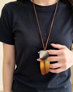 Chunky Acrylic Pendant Necklace Long Statement Boho Resin Geometry Jewelry