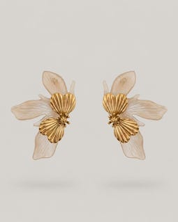 Large Floral Resin Drop Earrings: Statement Flower Studs