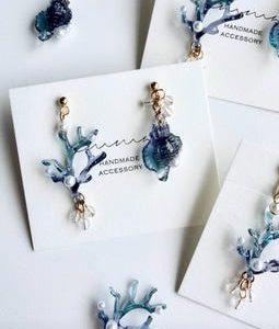 Coral and Seashell Earrings, Asymmetrical Ocean Dangle Earrings, Resin Sea Life Jewelry, Pearl & Glass Bead Coastal Earrings, Summer Gift