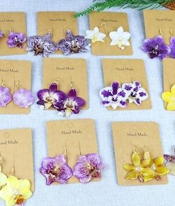 16 type Real orchid earrings，handmade resin flower drop earrings,unique botanical jewelry,earrings for women,large size earring