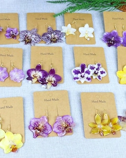 16 type Real orchid earrings,handmade resin flower drop earrings,unique botanical jewelry,earrings for women,large size earring