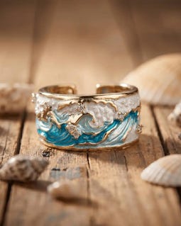Ocean Wave Resin Ring | Blue Beach Statement Ring | Handmade Ocean Jewelry
