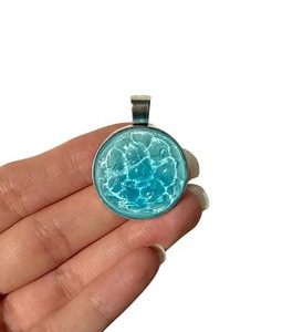 Ocean Wave Resin Pendant Necklace, Handmade Blue Ocean Jewelry, Realistic Sea Waves Pendant, Beach Inspired Gift, Resin Art Necklace