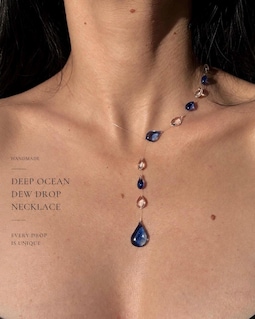 Deep Ocean Dew Drop Necklace, Floating Blue Water Drops, Transparent Resin Jewelry, Handmade Unique Necklace, Ethereal Ocean Inspired Jewelr
