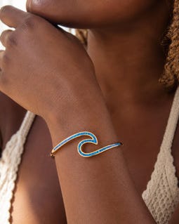 Opal Wave Cuff Bracelet,Custom Engraved Ocean Wave Bangle,Blue Opal Adjustable Open Cuff,Ocean Lover Gift,Memorial Keepsake Jewelry for Her